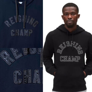 Reigning Champ Made in Canada Hoodie Embroidered Black Camo Logo Black Night L